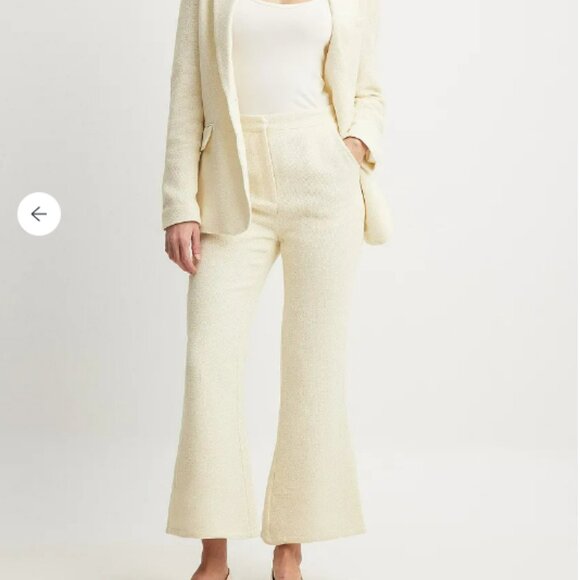 NWT NAKD Cream Tweed Structured Flared Suit Pants - Picture 1 of 7